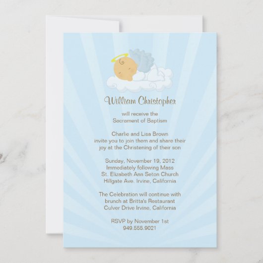 Taufe-Einladung für Jungen Einladung (Vorderseite)