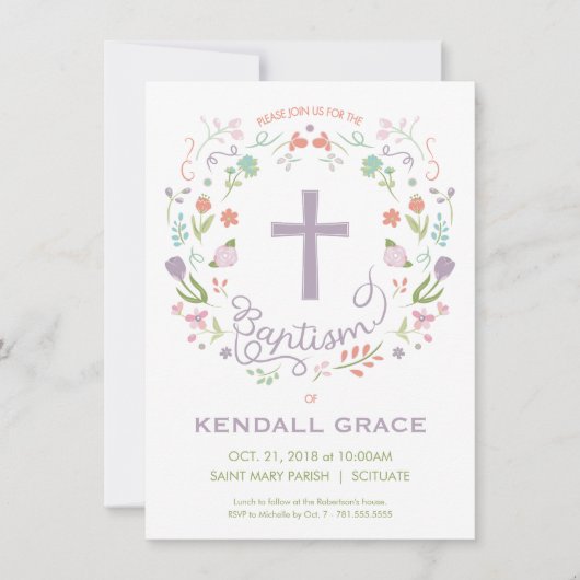 Taufe, Einladung für Mädchen feiern - Maßgeschneid (Vorderseite)