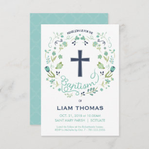 Taufe Einladung - Junge - Customizing - mit Kreuz