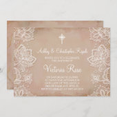 Taufe Einladung Pink Vintag (Vorne/Hinten)