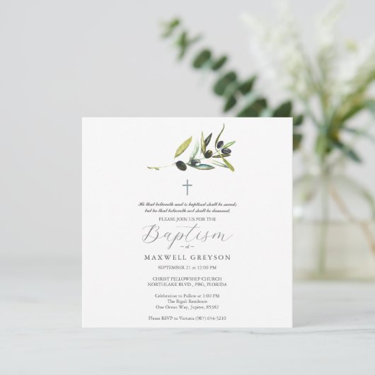 Taufe Einladung Religiöse Zweigstelle Olivenöl (Stehend Vorderseite)