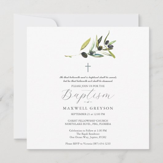Taufe Einladung Religiöse Zweigstelle Olivenöl (Vorderseite)