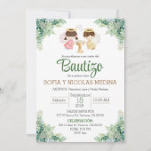 Taufe Einladung Spanisch Mädchen und Junge Bautizo (Vorderseite)
