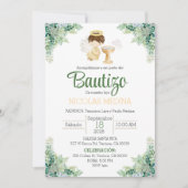 Taufe Einladung Spanischer Junge Grünpflanzen (Vorderseite)
