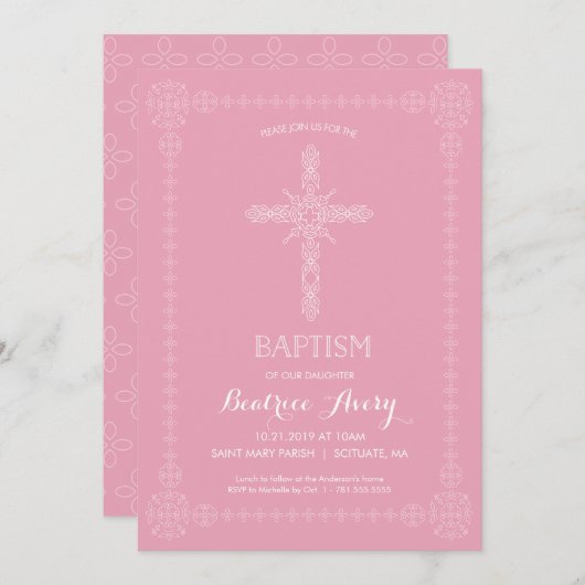 Taufe, Einladung von Mädchen Christine Elegantes K (Vorne/Hinten)