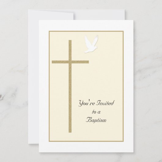 Taufe Einladung Vorlage Kreuz und Taube (Vorderseite)