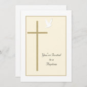 Taufe Einladung Vorlage Kreuz und Taube (Vorne/Hinten)