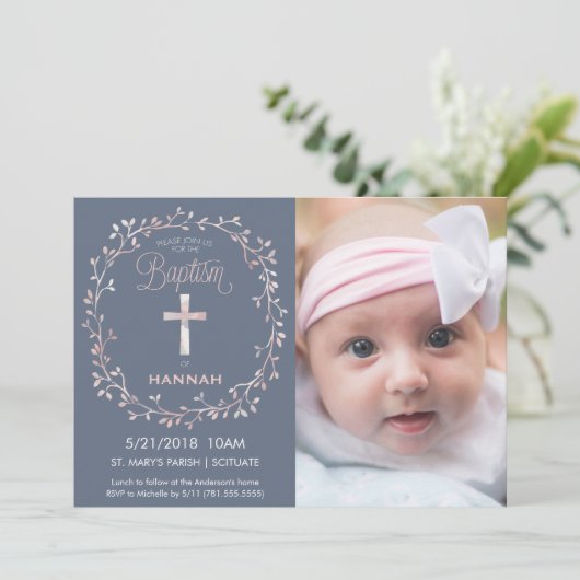 Taufe, Einladung zum Foto - Baby Girl (Stehend Vorderseite)