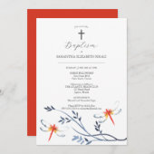 Taufe Einladungen Eltern Name Red Dragonfly (Vorne/Hinten)