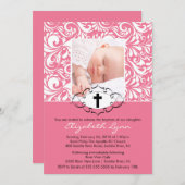 Taufe Einladungen Foto Rosa Wirbel (Vorne/Hinten)
