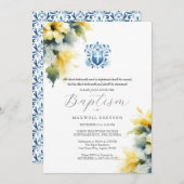 Taufe Einladungen Religious Blue and Yellow (Vorne/Hinten)