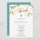Taufe Einladungen Wasserfarben Blume Eltern (Vorne/Hinten)