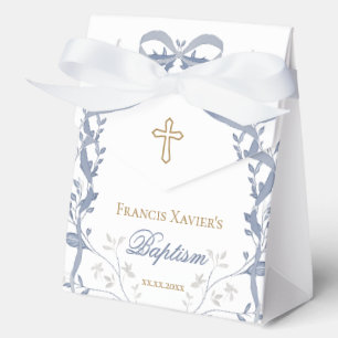Taufe elegante blaue Schleife Geschenkschachtel