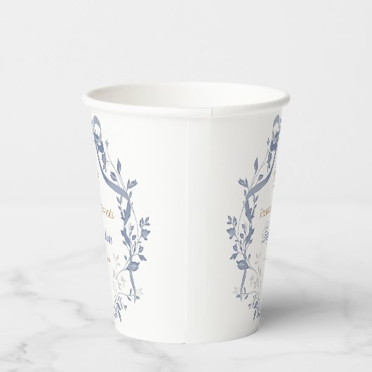 Taufe eleganter blauer Bogen Pappbecher (Rechts)