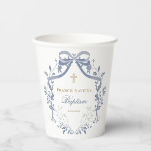 Taufe eleganter blauer Bogen Pappbecher