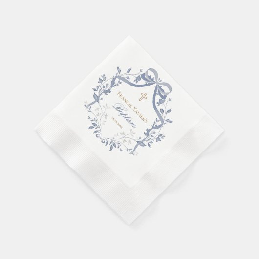 Taufe eleganter blauer Bogen Serviette (Ecke)