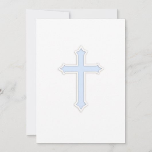Taufe "Embossed Cross Blue" Einladung (Vorderseite)