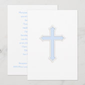 Taufe "Embossed Cross Blue" Einladung (Vorne/Hinten)