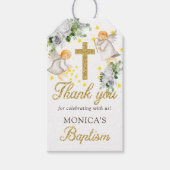 Taufe Engel Gold Glitzer Geschlecht neutral Geschenkanhänger (Vorderseite)