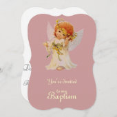 Taufe Engel mit Flügeln und Blumenkronen Einladung (Vorne/Hinten)