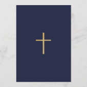 Taufe Erstgeburt Navy Blue Gold Rose Junge Einladung (Rückseite)