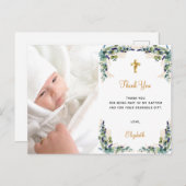 Taufe eucalyptus custom Foto vielen Dank Postkarte (Vorne/Hinten)