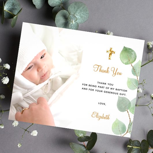 Taufe eucalyptus custom Foto vielen Dank Postkarte