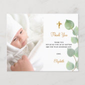 Taufe eucalyptus Foto QR-Code danke Karte (Vorderseite)