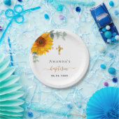 Taufe eucalyptus rustikales Sonnenblumenmädchen Pappteller (Party)