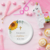 Taufe eucalyptus rustikales Sonnenblumenmädchen Pappteller (Party)