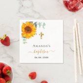 Taufe eucalyptus rustikales Sonnenblumenmädchen Serviette (Beispiel)