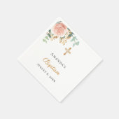 Taufe Eukalyptus Florales Mädchen staubiges Rosé R Serviette (Ecke)