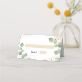 Taufe Eukalyptus Goldstaub Glitzer Platzkarte (Vorderseite)