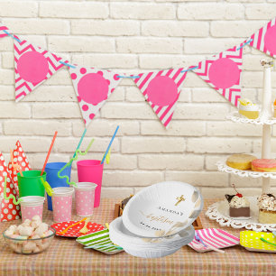 Taufe Eukalyptus goldweiß elegant Pappteller