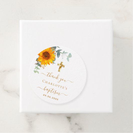 Taufe Eukalyptus Grünpflanzen Sonnenblume vielen D Geschenkanhänger (Beispiel)