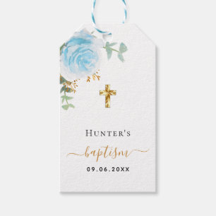 Taufe Eukalyptus hellblau floraler Junge  Geschenkanhänger