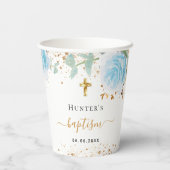 Taufe Eukalyptus hellblauer Blütenjunge Pappbecher (Rückseite)