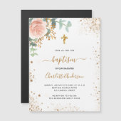 Taufe Eukalyptus Rose Blumenmagnet Magnetkarte (Vorne/Hinten)