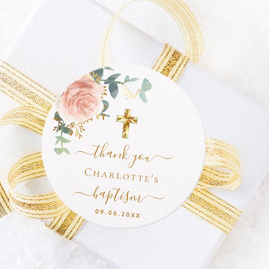 Taufe Eukalyptus rot Rosa Blütenblüte vielen Dank Geschenkanhänger