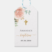 Taufe Eukalyptus rot Rosa Rosa Goldmädchen Geschenkanhänger (Vorderseite)