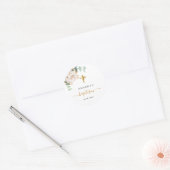 Taufe Eukalyptusgrün Blütengoldkreuz Runder Aufkleber (Umschlag)