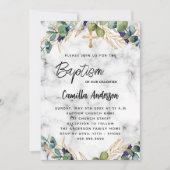 Taufe Eukalyptusgrün Goldmarmor Einladung (Vorderseite)