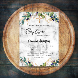 Taufe Eukalyptusgrün Goldmarmor Einladungspostkarte