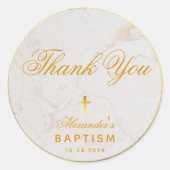 Taufe Favoriten Elegant Vielen Dank Imitate Gold M Runder Aufkleber (Vorderseite)