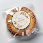 Taufe Floral Gold Rosa Orchideen Marble Geometric Runder Aufkleber