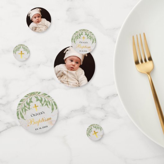 Taufe Foliage Marmor Imitats Gold Foil Green Blätt Konfetti (Gruppe)