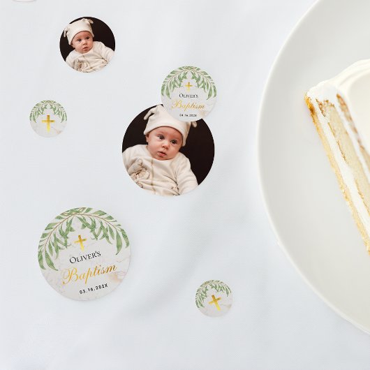 Taufe Foliage Marmor Imitats Gold Foil Green Blätt Konfetti