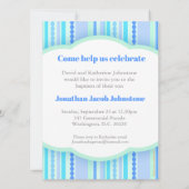 Taufe Foto Ankündigung blaue Einladungskarte (Rückseite)