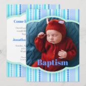 Taufe Foto Ankündigung blaue Einladungskarte (Vorne/Hinten)