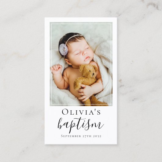 Taufe Foto Bewahrung der Gebetskarte Telefonnummerkarte (Vorderseite)